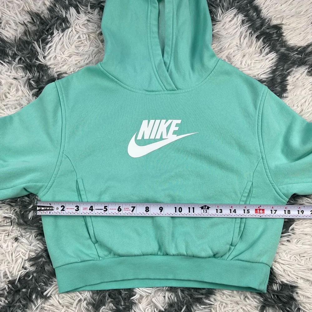 Nike Sportswear Kids Girls Crop Club Fleece Pullover Hoodie Sz Large Mint Green